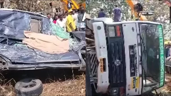 Tragic Accident: Ohhh tragic accident…! Cement mixer truck fell on the car… mother and daughter died on the spot