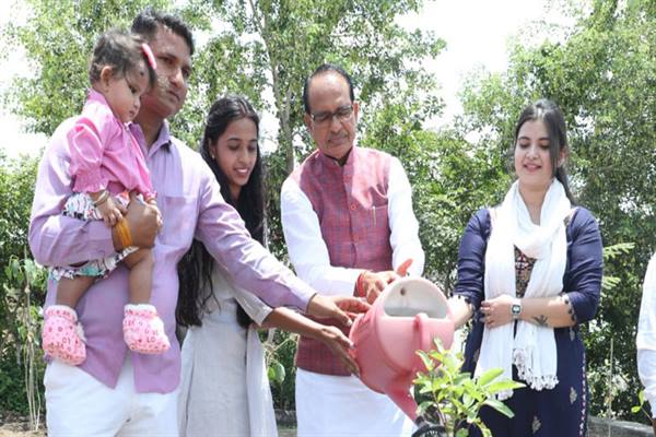 Tree Plantation: Family members planted saplings on daughters' birthday with the Chief Minister