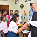 Raksha Bandhan: Children's village and school girls tied Rakhi to Governor Harichandan.