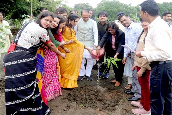 Tree Plantation: Boys and girls celebrated their birthday by planting saplings with Chief Minister Shivraj Chouhan