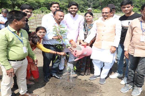 Tree Plantation : मुख्यमंत्री चौहान के साथ जन-प्रतिनिधियों ने लगाए पौधे