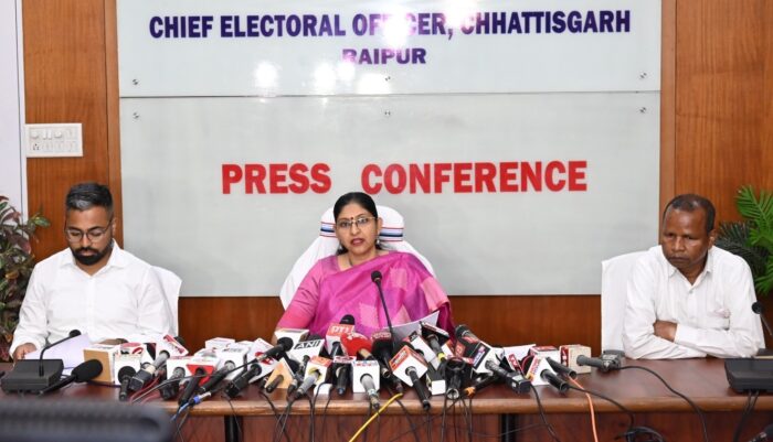Press Conference: In Chhattisgarh, votes will be cast for the assembly general elections on 7th November and 17th November, counting of votes will take place on 3rd December.