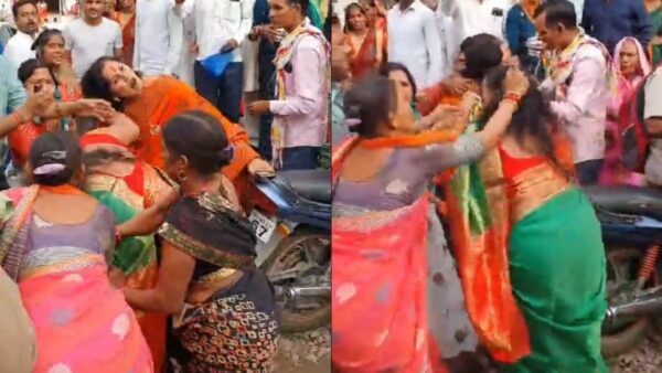 UP News: Women activists were punched and thrown on the ground, VIDEO goes viral on social media