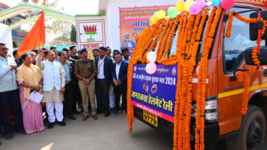 34th National Road Safety Month 2024: Chief Minister Vishnudev Sai flagged off the helmet awareness rally and Anjor Rath from Bagiya Niwas.