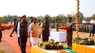 Floral Tribute: Chief Minister Vishnu Dev Sai paid tribute to the martyred soldiers by offering floral tributes on their mortal remains.