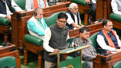 Finance Minister OP Chaudhary: Finance Minister OP Chaudhary presenting the budget in the House.