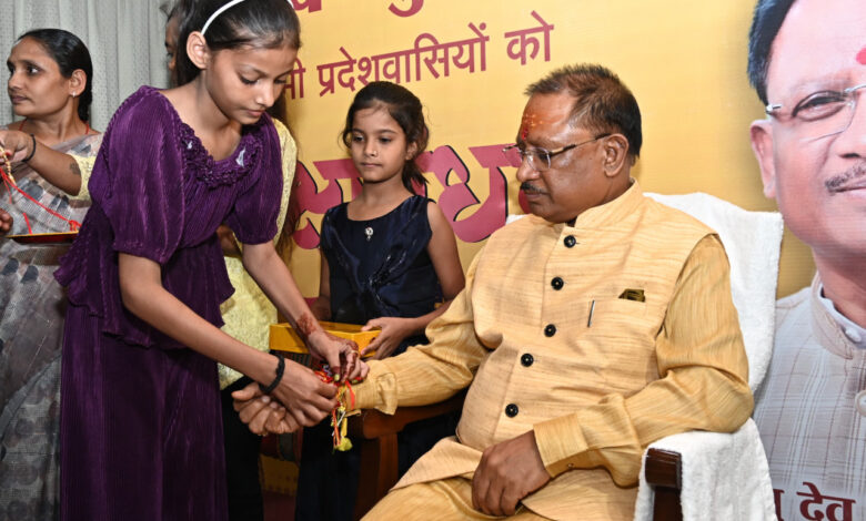 Raksha Bandhan 2024: Transgenders, Swachhta Didi, Divyang and tribal girls celebrated Raksha Bandhan by tying Raksha Sutra to Chief Minister Vishnu Dev Sai, Chief Minister presented gifts to all the sisters