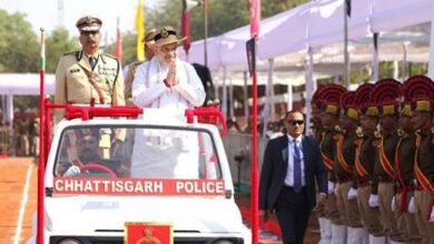 President Colour: Union Home and Cooperation Minister Amit Shah today presented the 'President Colour' to Chhattisgarh Police in Raipur on the first day of his Chhattisgarh tour