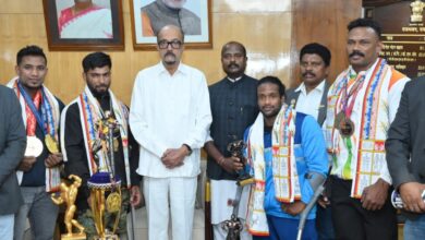 Courtesy Meet: Bodybuilders Championship winners made a courtesy visit to Governor Deka