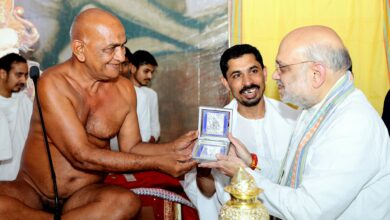 First Samadhi Memorial Festival: Union Home and Cooperation Minister Amit Shah today participated in the 'First Samadhi Memorial Festival' of Acharya Shri Vidyasagar Ji Maharaj and Shri 1008 Siddhachakra Vidhan Vishwa Shanti Mahayagya in Rajnandgaon, Chhattisgarh.