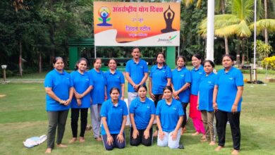 Yoga Day: International Yoga Day was celebrated with great pomp in the Machinery Division Raipur Plant of Jindal Steel and Power Limited