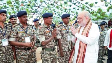 Courtesy Meet: Union Home and Cooperation Minister Amit Shah today interacted with security forces in Nava Raipur, Chhattisgarh, Naxalite violence has been a big horror for the poor and tribals