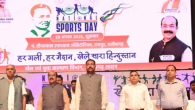 National Sports Day: Deputy Chief Minister participated in National Sports Day, auditorium echoed with the slogan 'Har Gali Har Maidan', Deputy Chief Minister Saw announced the organization of Raipur Premier League