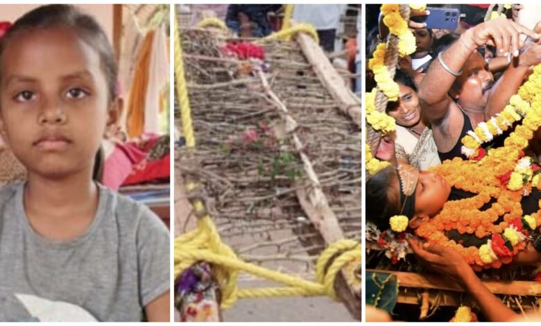 Bastar Dussehra: Pihu Das, the goddess of war, sits on a swing of thorns...! Bastar's 75-day Dussehra festival begins in Kachnagadi.