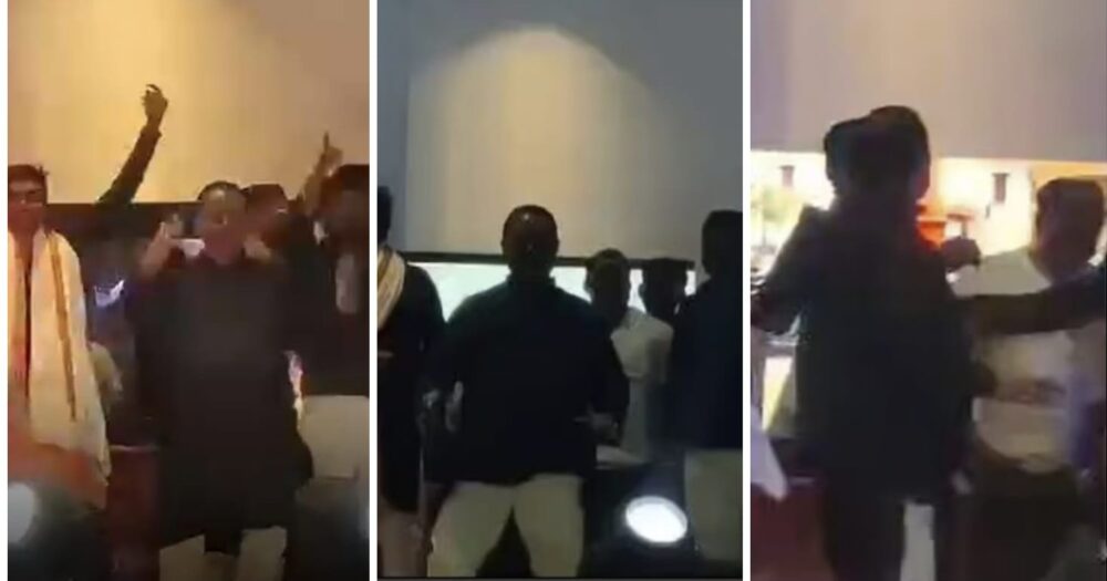 MLA lifts his kurta and dances to "Dhinka Chika" at Dandiya Night...! When his supporters tried to stop him, he slapped them hard... Watch the video here