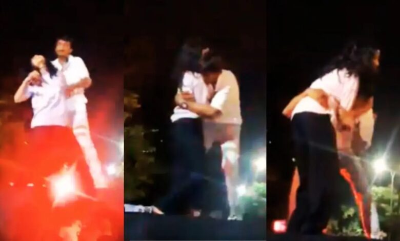 High Voltage Drama: A couple in love...! They chased the girl away from her home, then romped atop a police jeep...people lowered their eyes in shame...watch the video here.