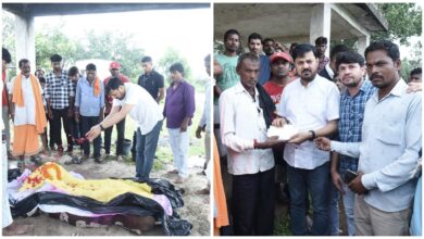 Godavari Plant: Tulsi Bhatt, who died in the Godavari Plant accident, was cremated... MLA Anuj Sharma presented a cheque of ₹46 lakh to the victim's family.