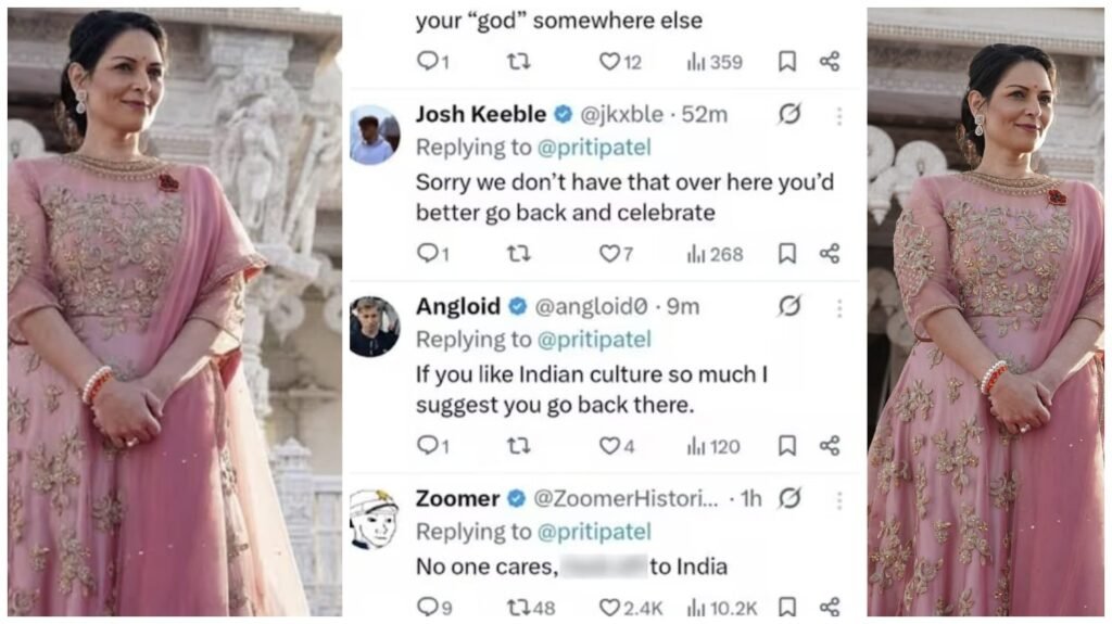 British MP Priti Patel : अगर भारतीय संस्कृति इतनी पसंद है, तो भारत लौट जाओ…! जब ब्रिटिश सांसद अनारकली ड्रेस पहनकर नवरात्रि की दी शुभकामनाएं…सोशल मीडिया पर हुईं ट्रोल