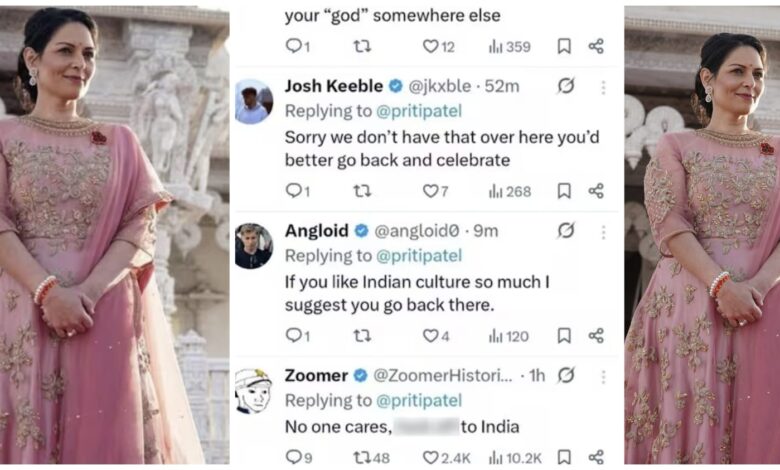 British MP Priti Patel: If you love Indian culture so much, then return to India! When the British MP wished Navratri in an Anarkali dress, she was trolled on social media.