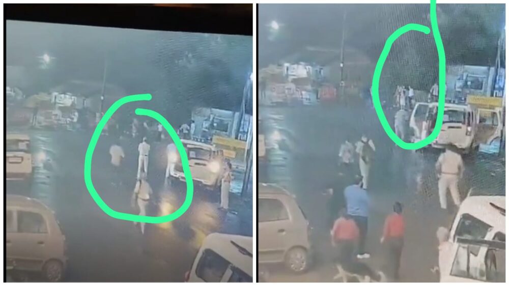 Dongargarh Navratri Mela: Navratri Mela in Dongargarh...! A young man suddenly attacked a policeman on duty with a stick...! Watch the incident captured on CCTV here