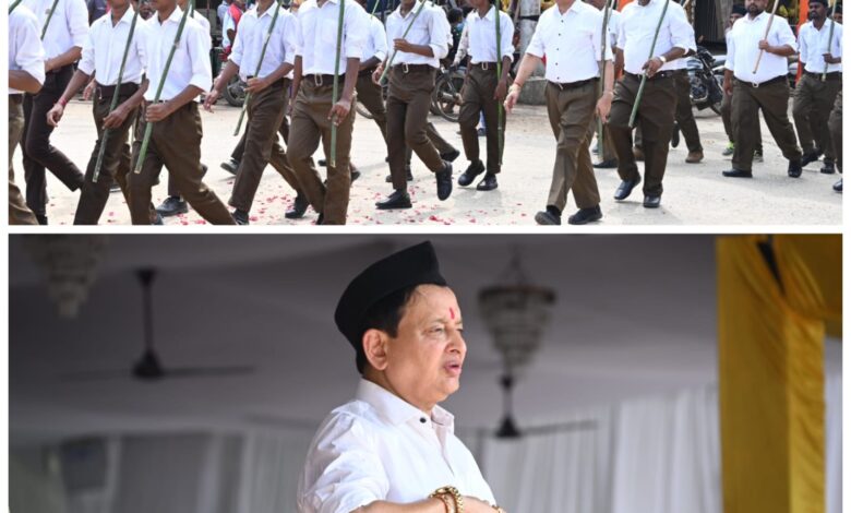 RSS: Rashtriya Swayamsevak Sangh organised a grand march in Basna, MLA Dr. Sampat Agarwal participated, MLA Dr. Sampat Agarwal praised the march organised by RSS, calling it an important contribution in nation building.