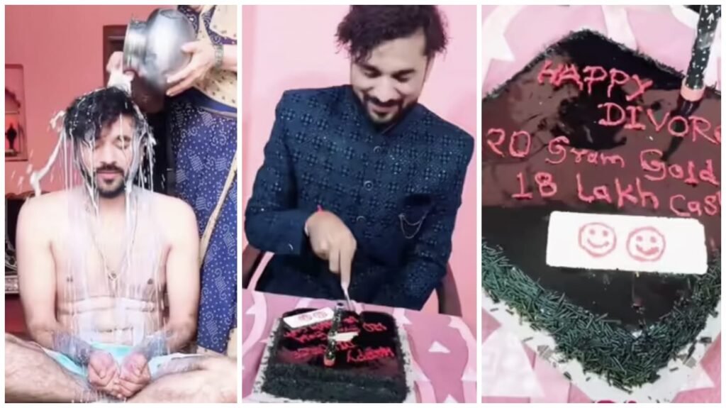 Happy Divorce : चौंक गए न…तलाक के बाद युवक ने दूध से स्नान कर मनाया अनोखा जश्न…! केक में लिखा- 120 ग्राम सोना और 18 लाख रुपये नकद…अब मैं सिंगल हूं…यहां देखें Video