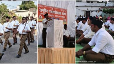 Union Centenary Year: Nationalism resonated in the centenary year...! An impressive march by RSS in Bagbahara... Discipline and dedication became the center of attraction.