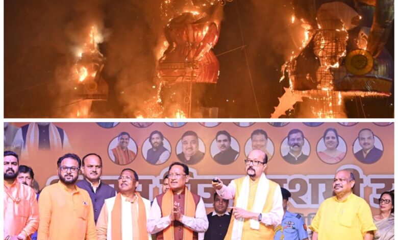 Grand Ravana Dahan: Grand Ravana Dahan in WRS Colony… Victory festival celebrated in the presence of Governor Ramen Deka and Chief Minister Vishnu Dev Sai
