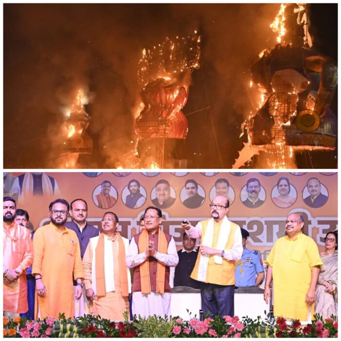 Grand Ravana Dahan: Grand Ravana Dahan in WRS Colony… Victory festival celebrated in the presence of Governor Ramen Deka and Chief Minister Vishnu Dev Sai