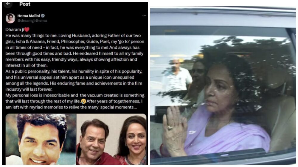 Dream Girl: All that's left is emptiness! Dream Girl Hema Malini shares her first emotional post after losing her husband Dharmendra... Read what she wrote here.