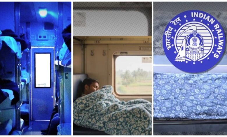 Indian Railways: Passengers wrapped in white sheets in the blue light of night... relief from this horrifying sight! Printed sheets will now be available in AC coaches.