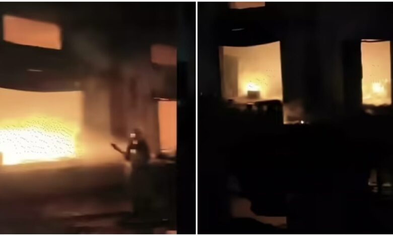 Massive Fire: Sad news... Sparks from a lamp ignited a fire in a thinner warehouse... Two women dead.