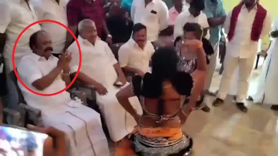 Birthday Celebration: Deputy Chief Minister's birthday celebration...! 'Obscene dance' on stage... The minister gestured for the dancers to come down from the stage... Watch the video here