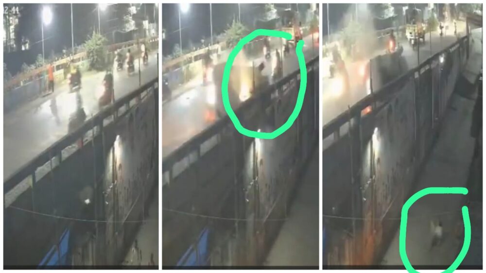 Terrible accident: An uncontrolled car hits five vehicles...! A biker is thrown several feet into the air and falls from a flyover...4 dead, 3 seriously injured...watch the CCTV video of the horrific scene here.
