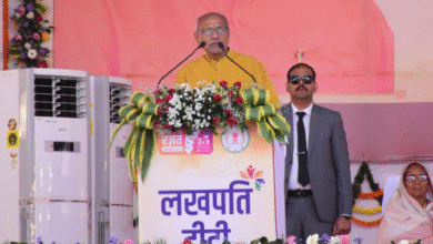 Vice President Radhakrishnan: Lakhpati Didi is an example of women empowerment and rural prosperity, Vice President, Governor and Chief Minister attended the Lakhpati Didi conference in Rajnandgaon.