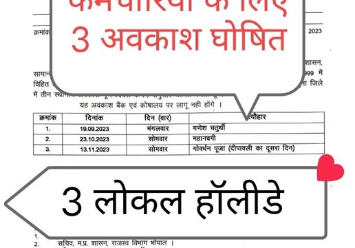Local Holiday : 2026 कैलेंडर अपडेट…! तीन लोकल हॉलिडे तय…कलेक्टर अजीत वसंत ने जारी किया स्थानीय अवकाश का आदेश…यहां देखें