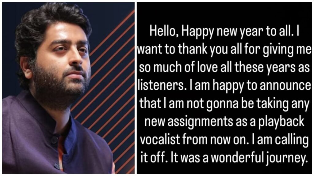 Playback Singer : बॉलीवुड से शॉकिंग खबर…! फेमस सिंगर अरिजीत सिंह ने किया बड़ा ऐलान…! प्लेबैक सिंगिंग से लिया संन्यास…पोस्ट किया साझा