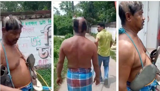 MGNREGA Scam : TMC नेता का सिर मुंडवाकर जूतों की माला पहनाक इलाके में घुमाया…! ग्रामीणों का फूटा गुस्सा…100 दिन के रोजगार योजना में भ्रष्टाचार के आरोप…इलाके में तनाव का माहौल