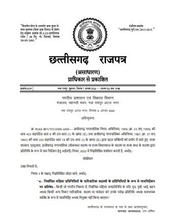 Mahila Janpratinidhi : अब महिला पार्षद/जनप्रतिनिधि की जगह पति नहीं संभाल सकेंगे काम…! छत्तीसगढ़ सरकार का बड़ा फैसला…राजपत्र में अधिसूचना जारी यहां देखें