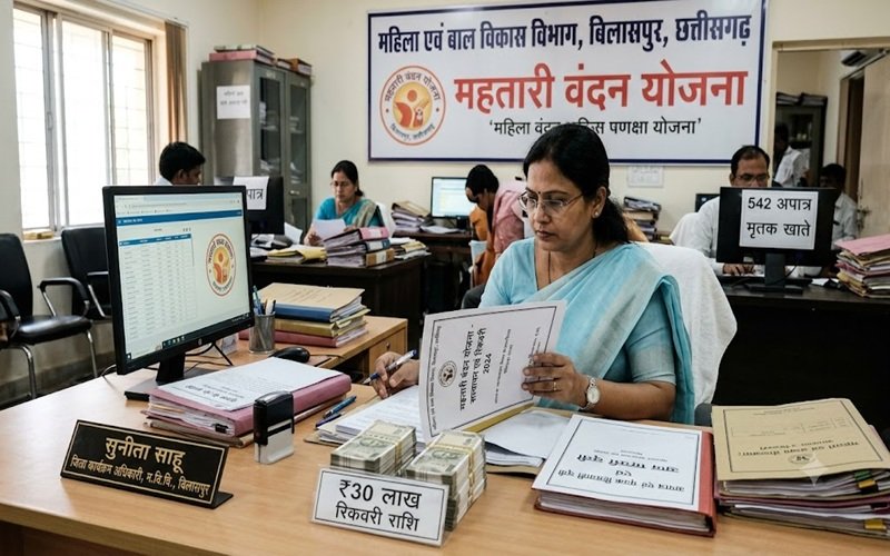 Mahtari Vandan Yojana: महतारी वंदन योजना में बड़ा खुलासा: बिलासपुर में 542 महिलाएं मिलीं अपात्र, मृतकों के खातों में भी पहुंची राशि, विभाग ने वसूले ₹30 लाख