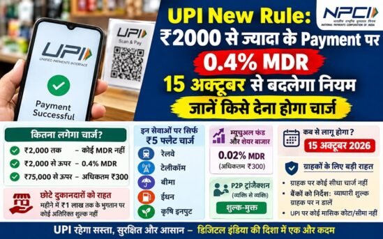 UPI New Rule 2026: ₹2000 से ज्यादा के UPI Payment पर लगेगा 0.4% MDR, 15 अक्टूबर से नया नियम लागू; जानें किसे देना होगा चार्ज